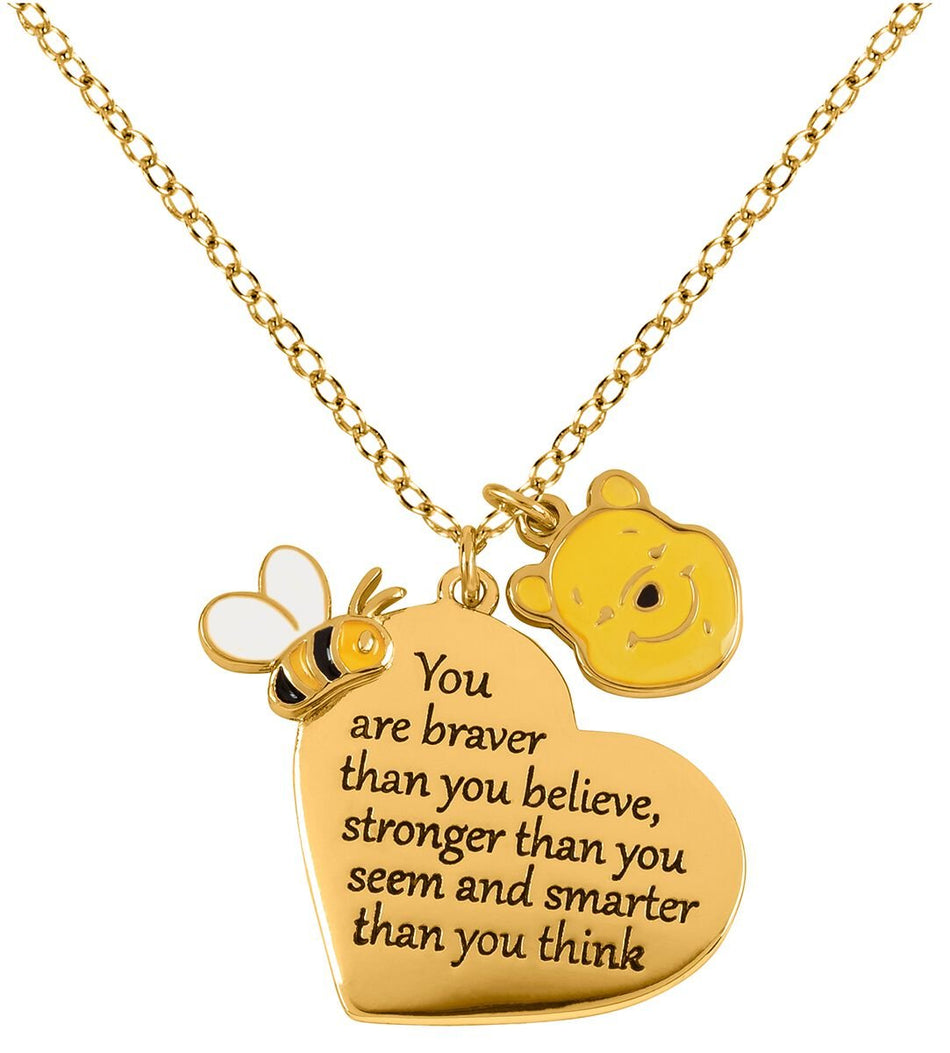 Collier Disney de Winnie L'Ourson - You Are Braver Than You Believe - pour Femme - couleur or - Winnie L'Ourson