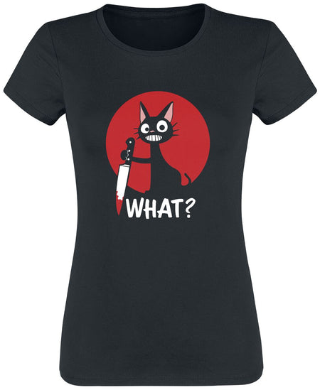 T-Shirt Manches courtes Fun de Tierisch - What? - S à 3XL - pour Femme - noir - Tierisch