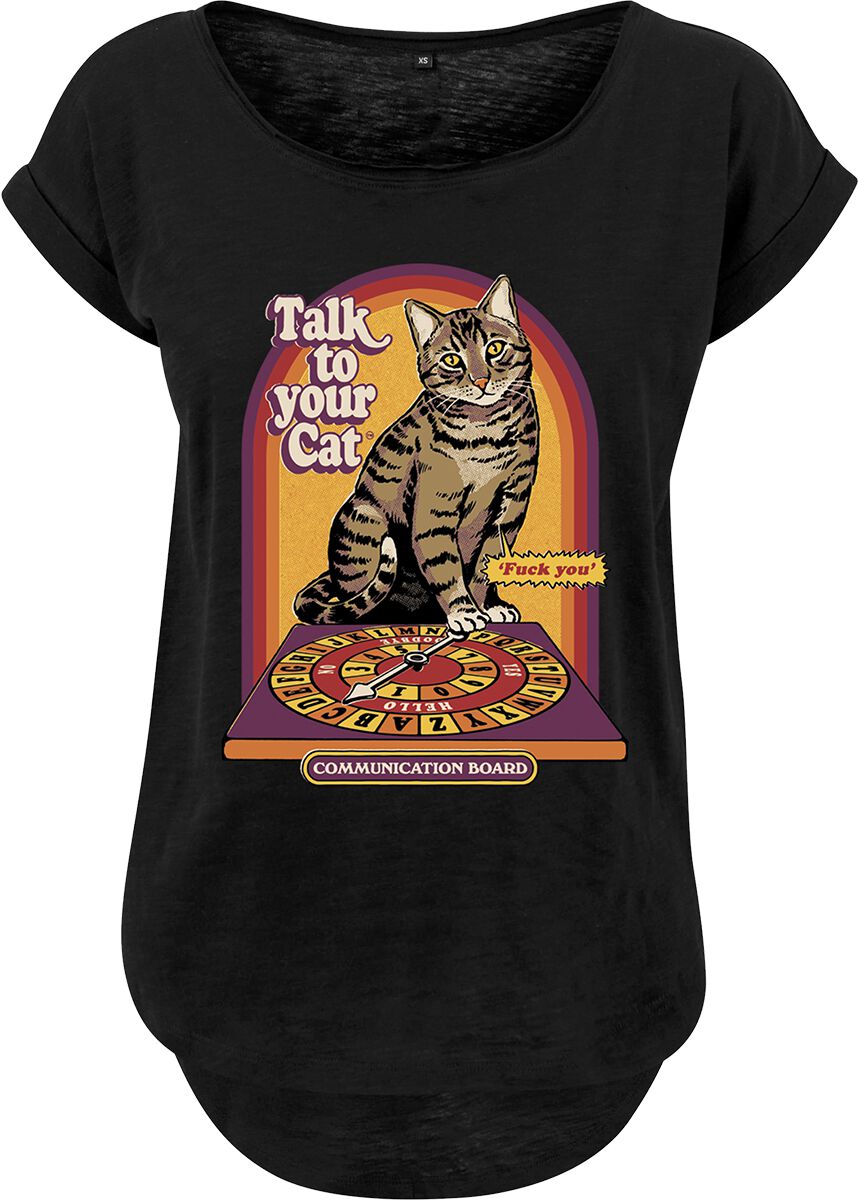 T-Shirt Manches courtes Fun de Steven Rhodes - Talk To Your Cat - S à 5XL - pour Femme - noir - Steven Rhodes