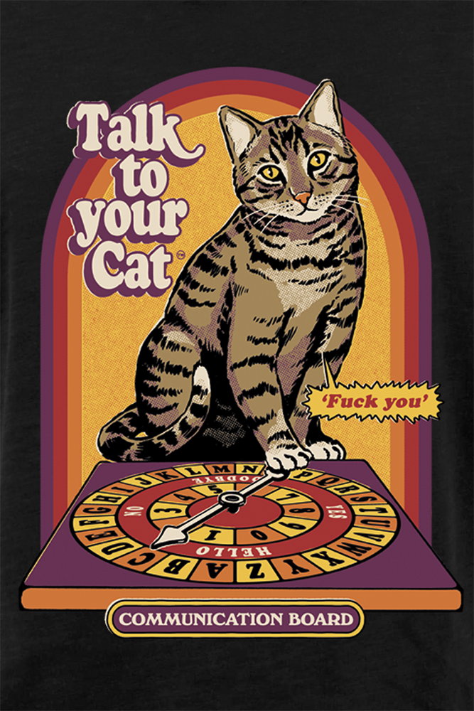 T-Shirt Manches courtes Fun de Steven Rhodes - Talk To Your Cat - S à 5XL - pour Femme - noir - Steven Rhodes - View 2