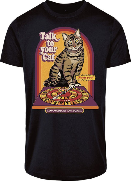 T-Shirt Manches courtes Fun de Steven Rhodes - Talk To Your Cat - S à 4XL - pour Homme - noir - Steven Rhodes