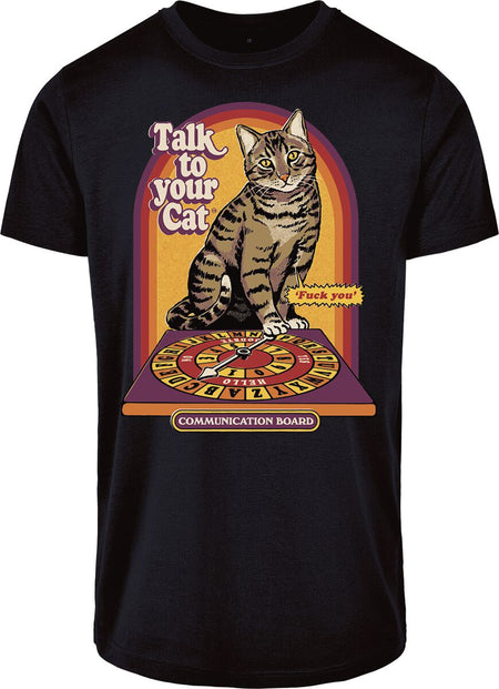 T-Shirt Manches courtes Fun de Steven Rhodes - Talk To Your Cat - S à 4XL - pour Homme - noir - Steven Rhodes