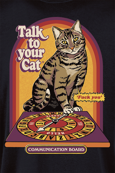 T-Shirt Manches courtes Fun de Steven Rhodes - Talk To Your Cat - S à 4XL - pour Homme - noir - Steven Rhodes - View 2