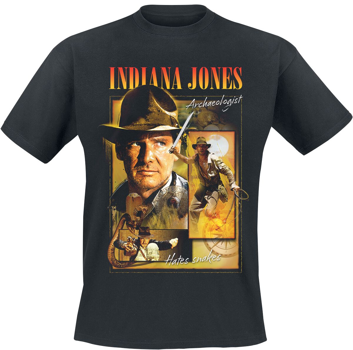 T-Shirt Manches courtes  de Indiana Jones - Hommage - S à XL - pour Homme - noir - Indiana Jones