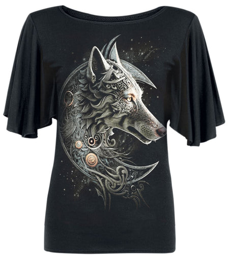 T-Shirt Manches courtes Gothic de Spiral - Loup Celtique - S à 4XL - pour Femme - noir - Spiral