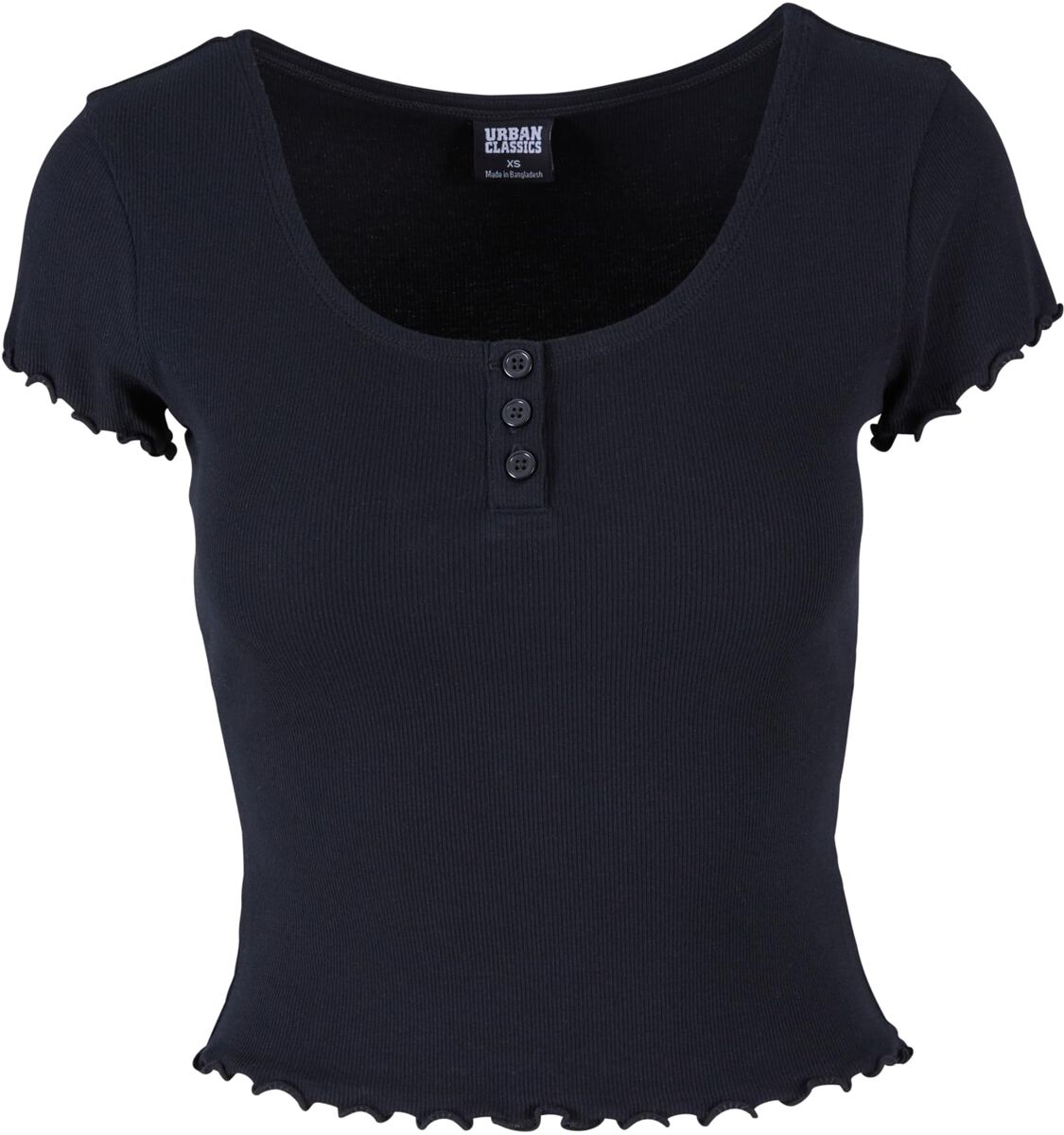 T-Shirt Manches courtes  de Urban Classics - T-shirt Babylock Côtelé - M à XL - pour Femme - noir - Urban Classics