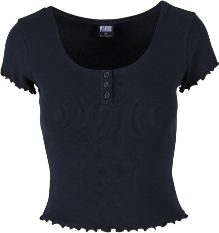 T-Shirt Manches courtes  de Urban Classics - T-shirt Babylock Côtelé - XS à 4XL - pour Femme - noir - Urban Classics