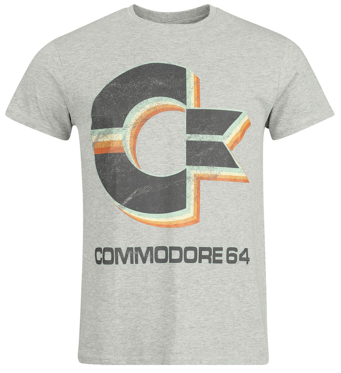 T-Shirt Manches courtes Gaming de Commodore 64 - Logo Rétro - S à XXL - pour Homme - gris chiné - Commodore 64
