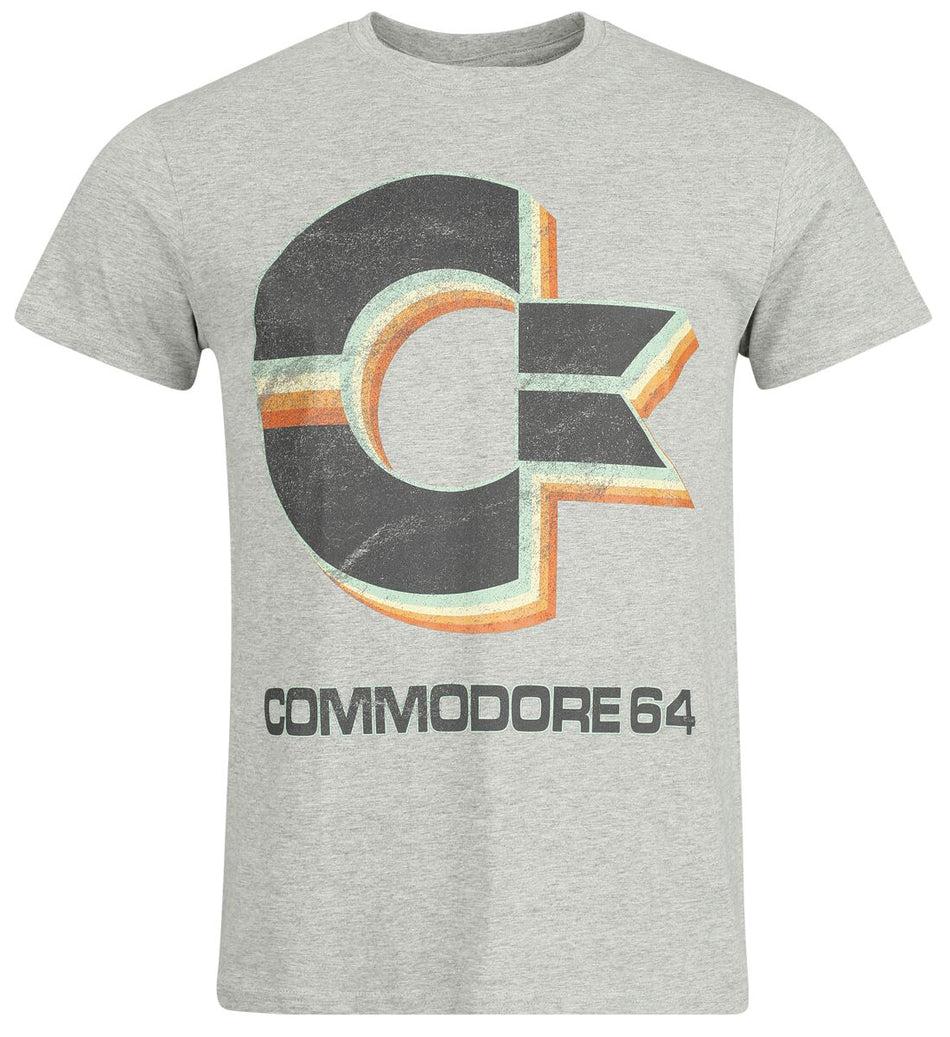 T-Shirt Manches courtes Gaming de Commodore 64 - Logo Rétro - S à XXL - pour Homme - gris chiné - Commodore 64