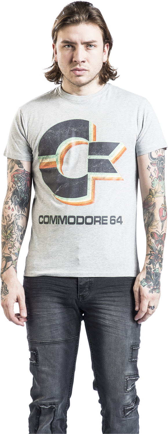 T-Shirt Manches courtes Gaming de Commodore 64 - Logo Rétro - S à XXL - pour Homme - gris chiné - Commodore 64 - View 2