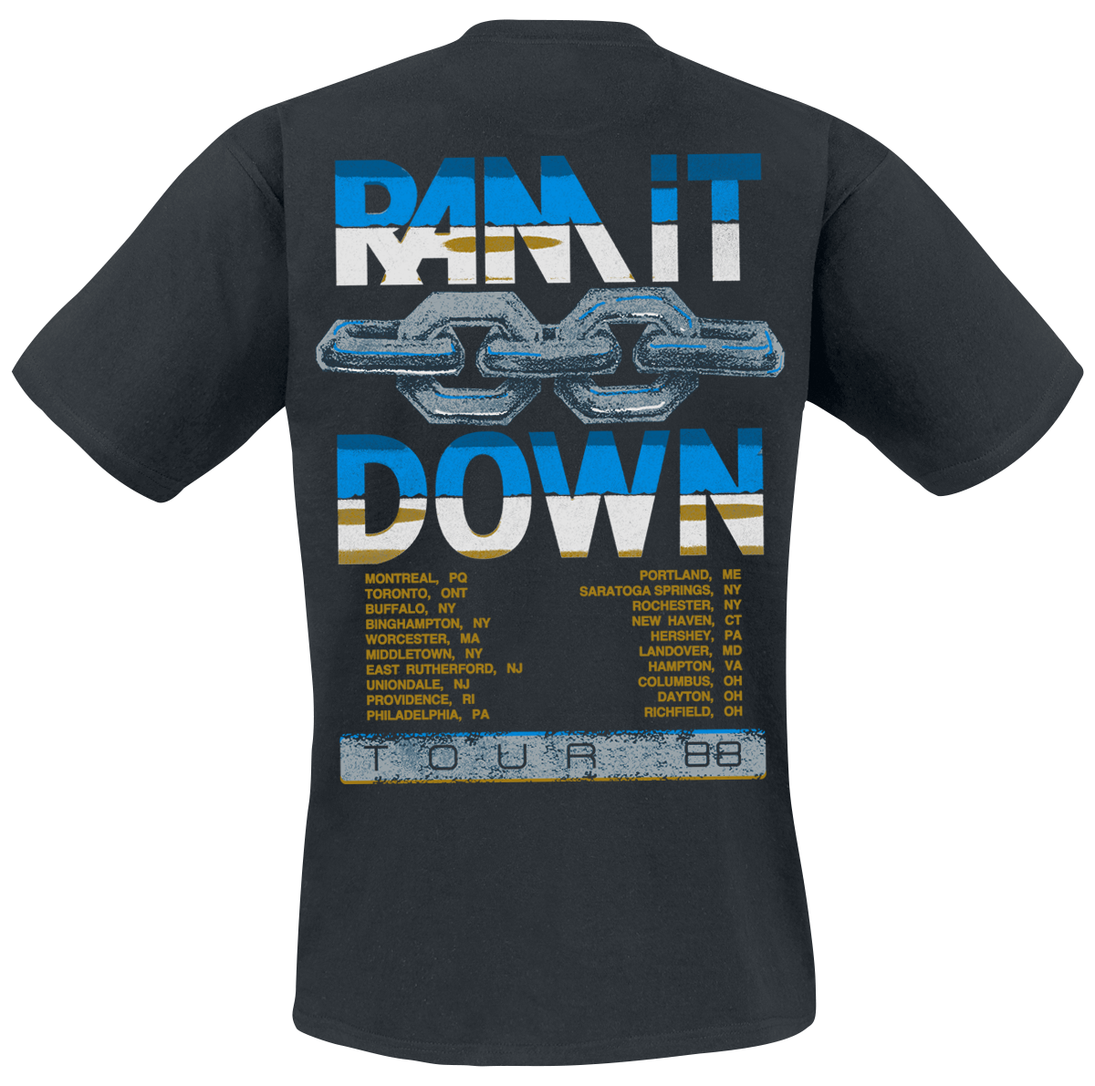T-Shirt Manches courtes  de Judas Priest - Vintage Ram It Down Tour Dates - S à 4XL - pour Homme - noir - Judas Priest - View 2