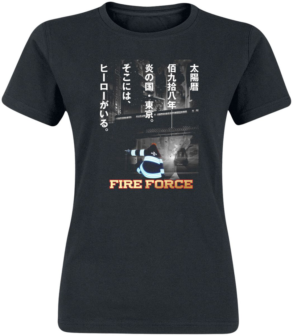 T-Shirt Manches courtes  de Fire Force - Infernal Attack - S à XL - pour Femme - noir - Fire Force