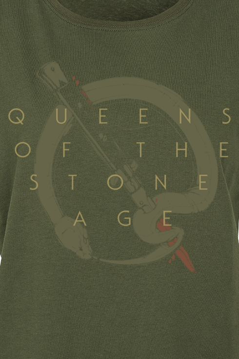 T-Shirt Manches courtes  de Queens Of The Stone Age - In Times New Roman - Snake Logo - S à XXL - pour Femme - olive - Queens Of The Stone Age - View 2