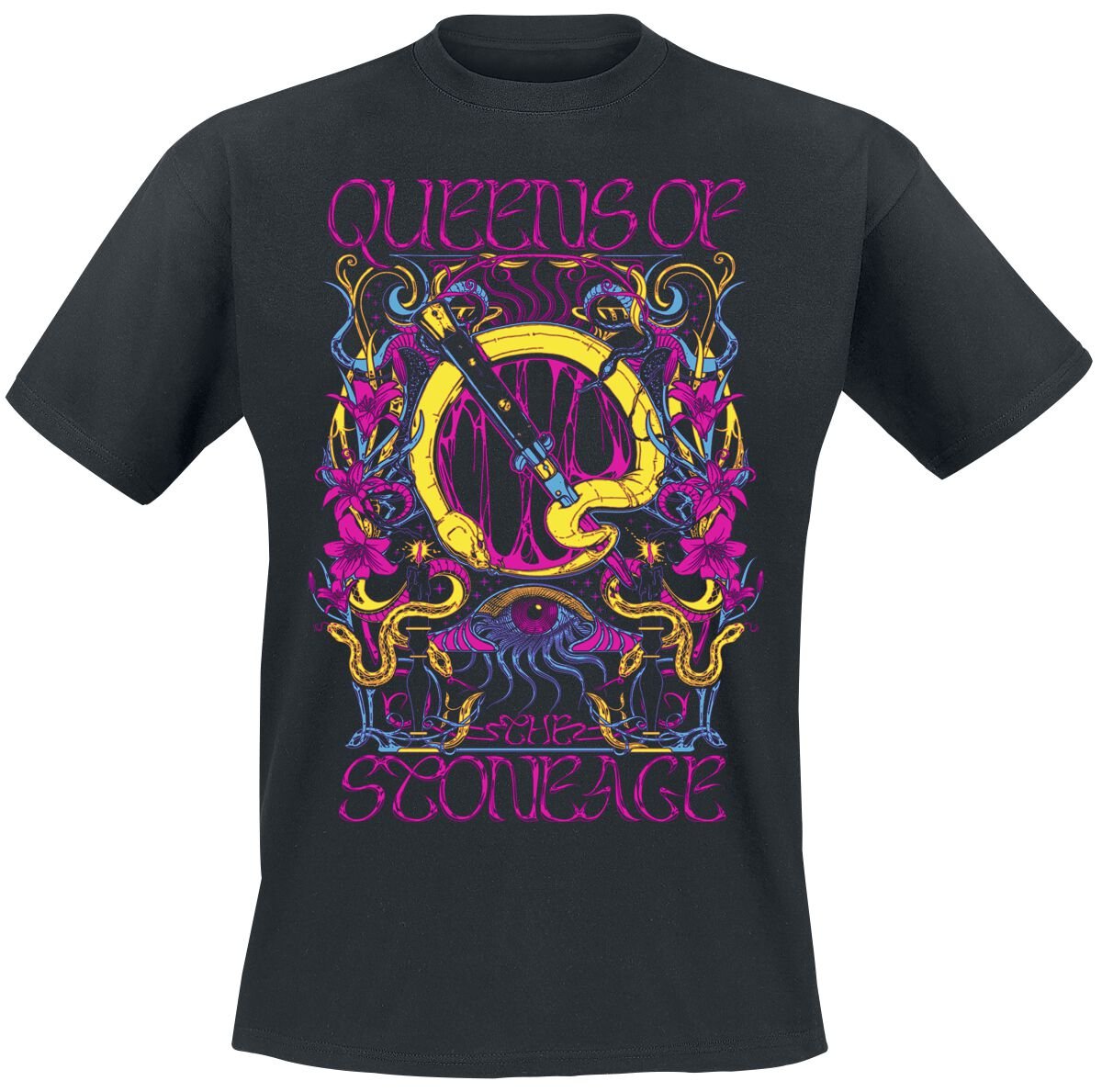 T-Shirt Manches courtes  de Queens Of The Stone Age - In Times New Roman - Neon Sacrilege - S à 3XL - pour Homme - noir - Queens Of The Stone Age
