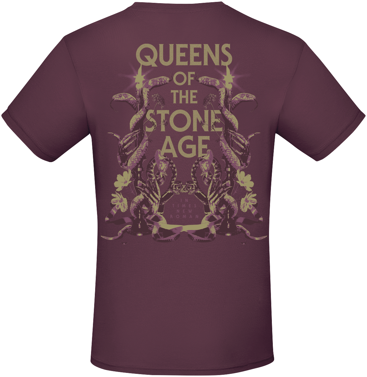 T-Shirt Manches courtes  de Queens Of The Stone Age - In Times New Roman - Snakes - S à 3XL - pour Homme - bordeaux - Queens Of The Stone Age - View 2