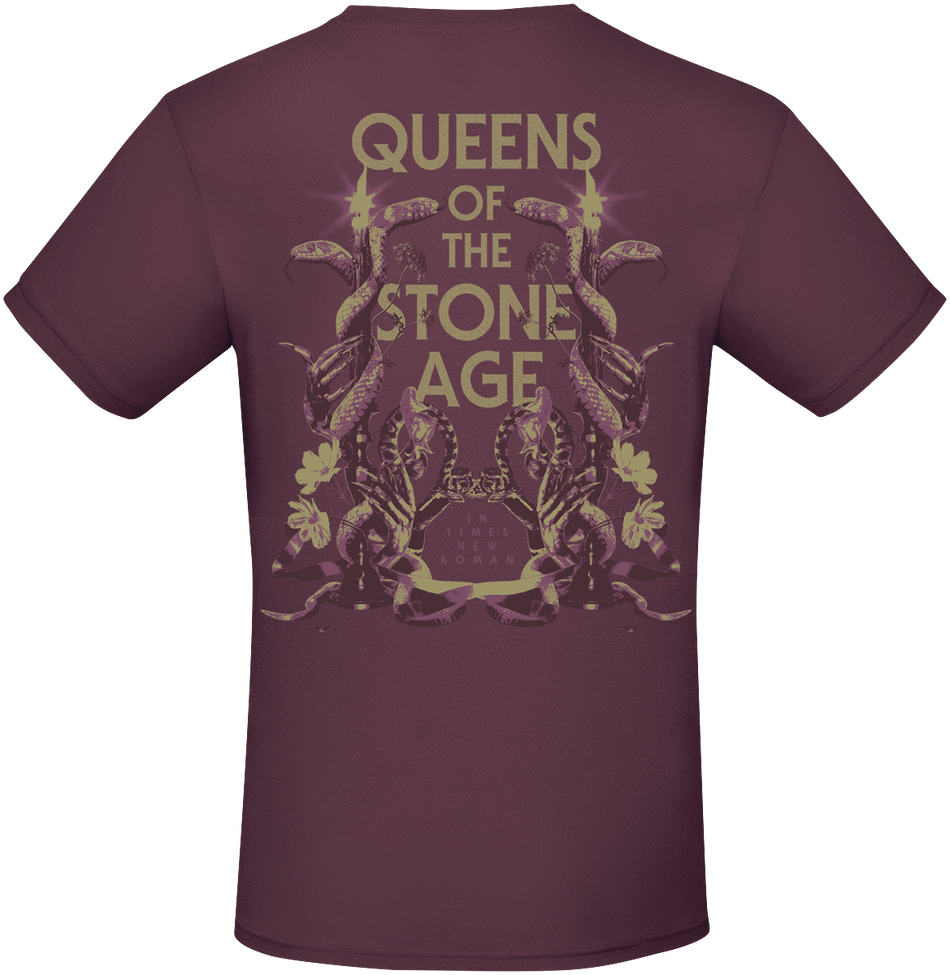T-Shirt Manches courtes  de Queens Of The Stone Age - In Times New Roman - Snakes - S à 3XL - pour Homme - bordeaux - Queens Of The Stone Age - View 2