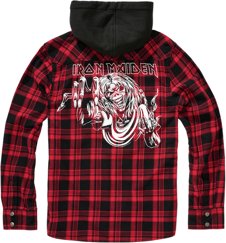 Chemise manches longues  de Iron Maiden - Check Shirt Hooded Eddie - M à 3XL - pour Homme - noir/rouge foncé - Iron Maiden - View 2