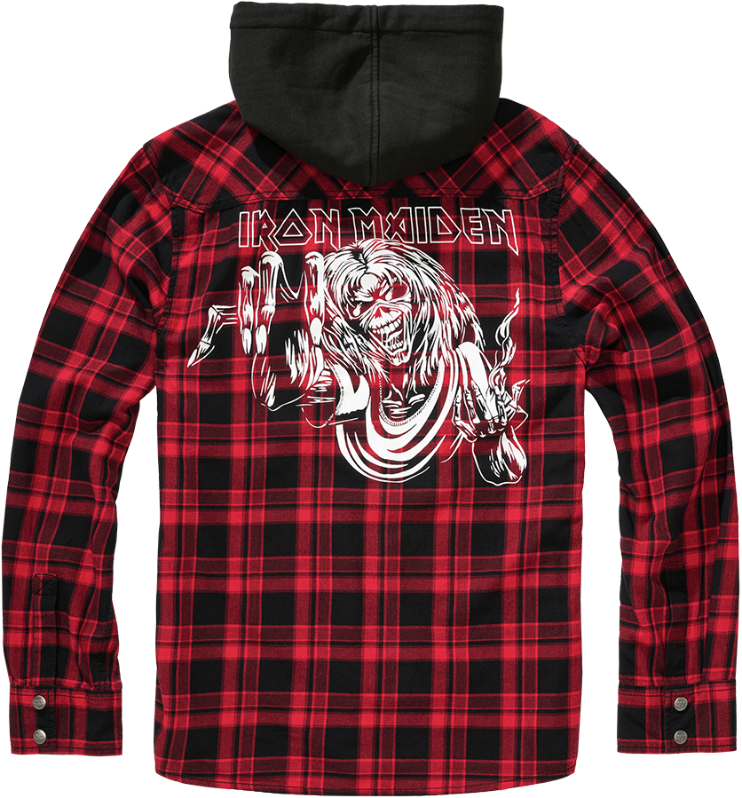 Chemise manches longues  de Iron Maiden - Check Shirt Hooded Eddie - M à 3XL - pour Homme - noir/rouge foncé - Iron Maiden - View 2