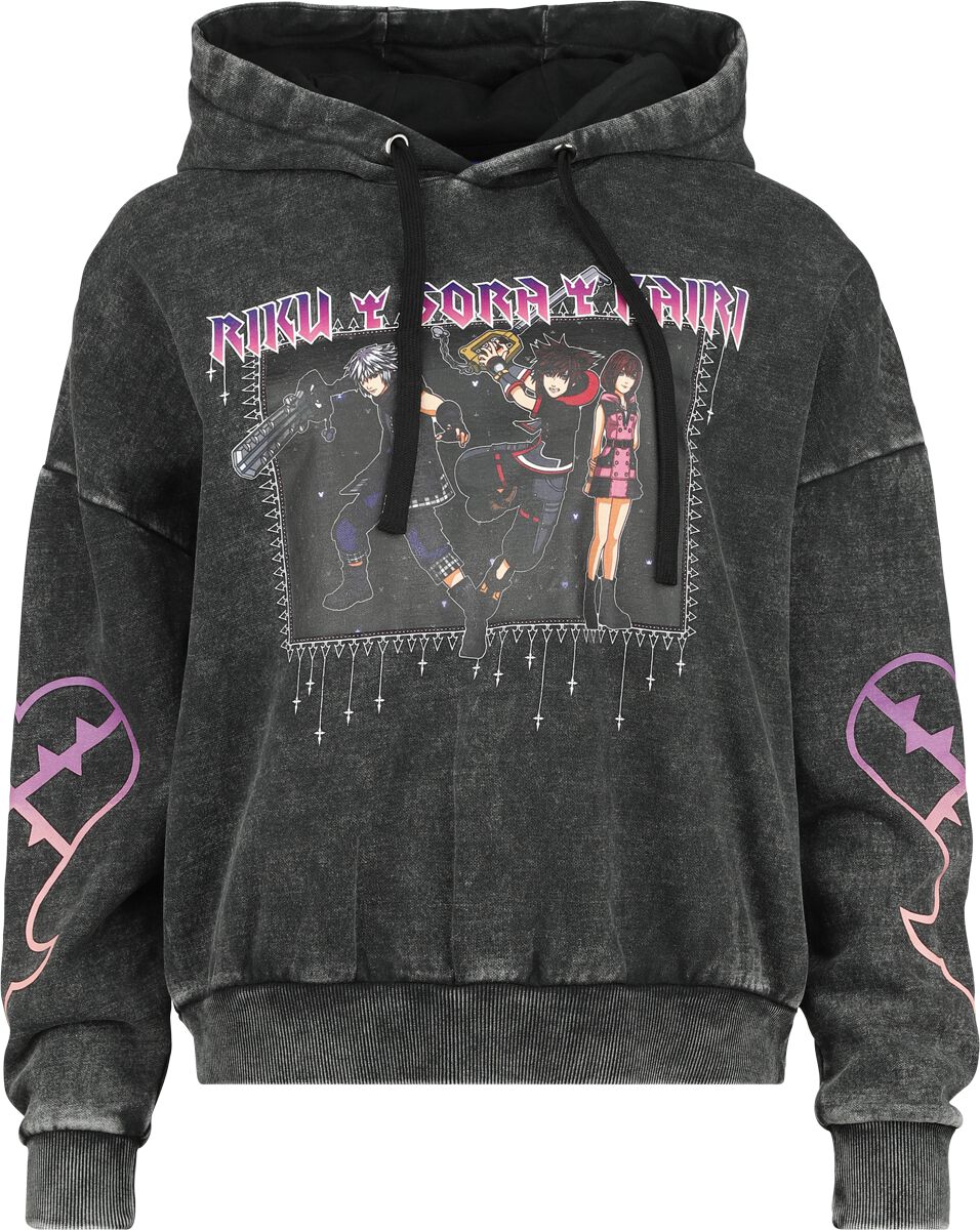 Sweat-shirt à capuche Gaming de Kingdom Hearts - Riku Sora Kairi - S à XL - pour Femme - noir - Kingdom Hearts