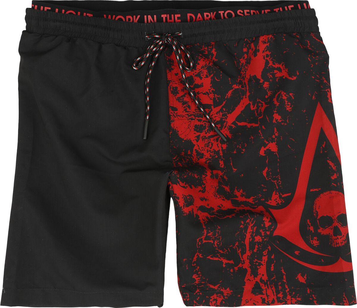 Short de bain Gaming de Assassin's Creed - Assassin's Creed IV - Black Flag - Blason - S à XL - pour Homme - noir/rouge - Assassin's Creed