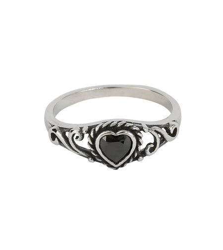 Bague Gothic de etNox - Black Heart - pour Femme - noir/argent - etNox