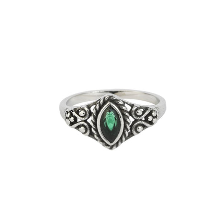 Bague  de etNox - Green Navette - pour Femme - couleur argent - etNox