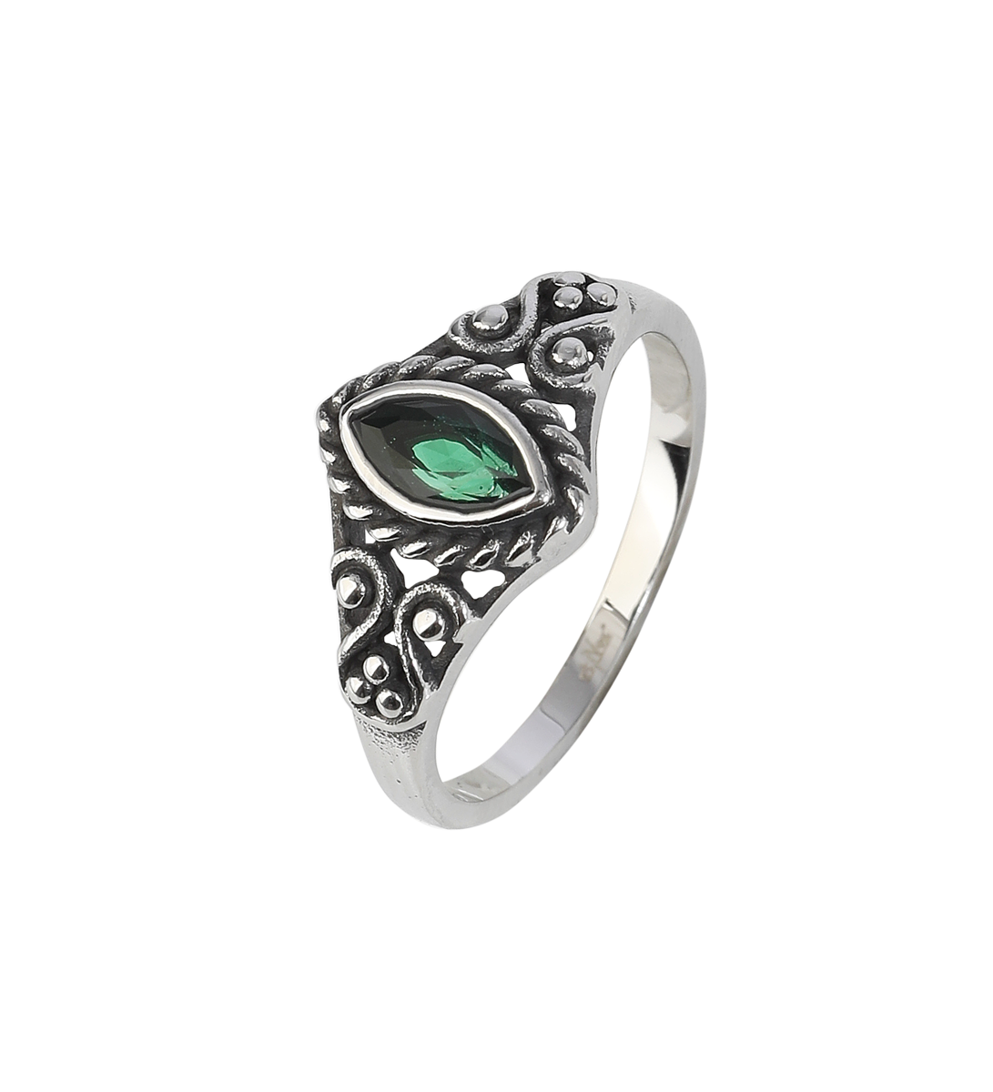 Bague  de etNox - Green Navette - pour Femme - couleur argent - etNox - View 2