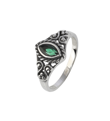 Bague  de etNox - Green Navette - pour Femme - couleur argent - etNox - View 2