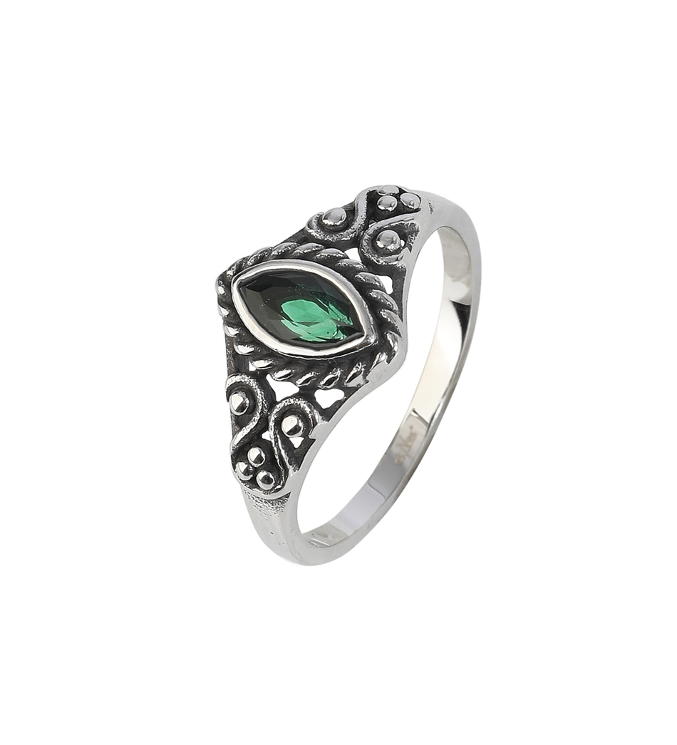 Bague  de etNox - Green Navette - pour Femme - couleur argent - etNox - View 2