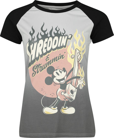 T-Shirt Manches courtes Disney de Mickey & Minnie Mouse - Shreddin' & Strummin' - S à XL - pour Femme - noir/gris - Mickey & Minnie Mouse