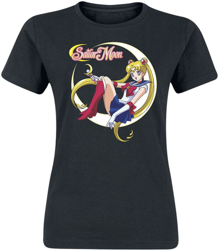 T-Shirt Manches courtes  de Sailor Moon - S à XL - pour Femme - noir - Sailor Moon