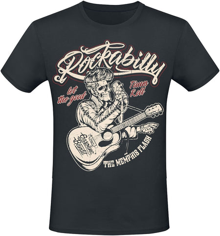 T-Shirt Manches courtes Rockabilly de Gasoline Bandit - Memphis Flash - S à 4XL - pour Homme - noir - Gasoline Bandit