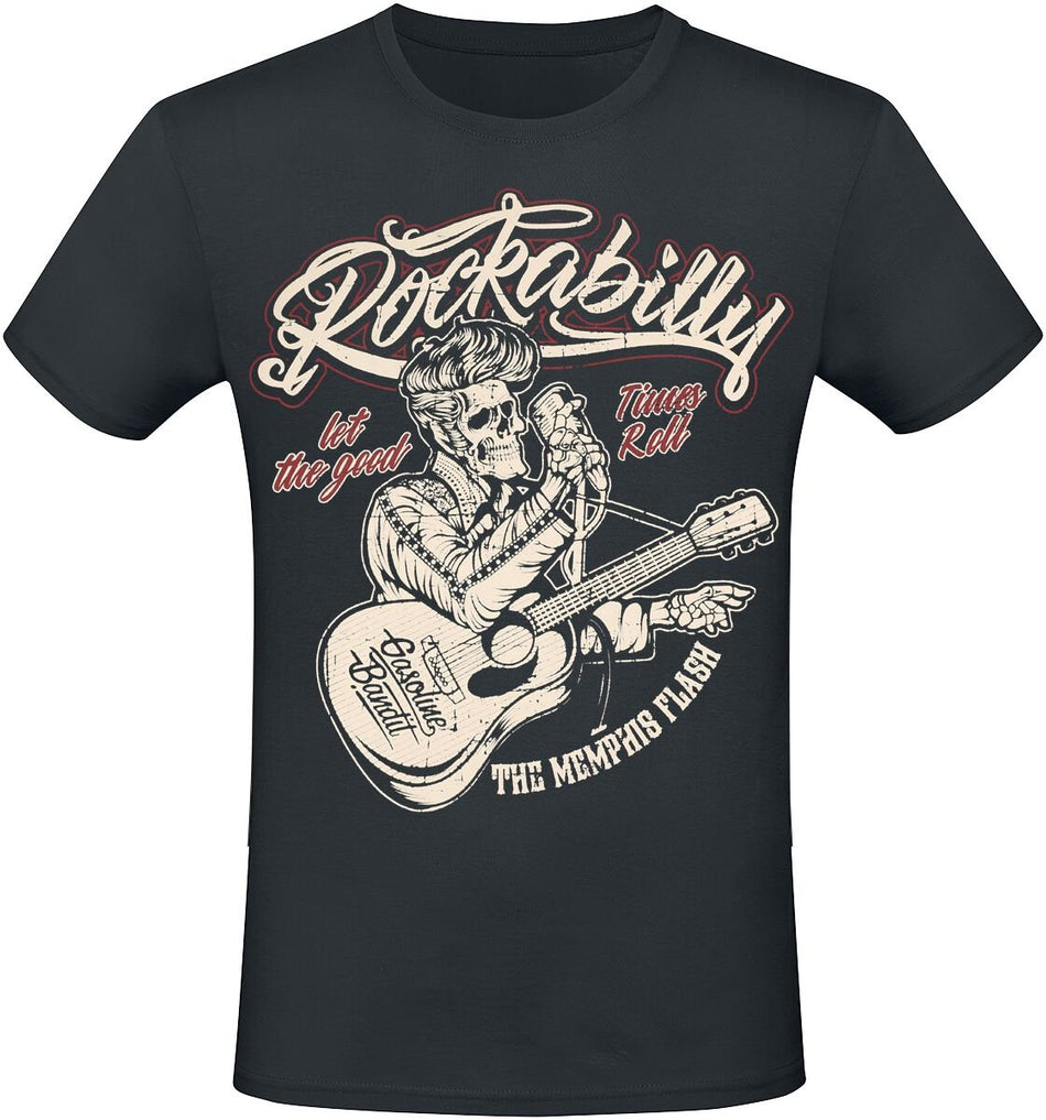 T-Shirt Manches courtes Rockabilly de Gasoline Bandit - Memphis Flash - S à 4XL - pour Homme - noir - Gasoline Bandit