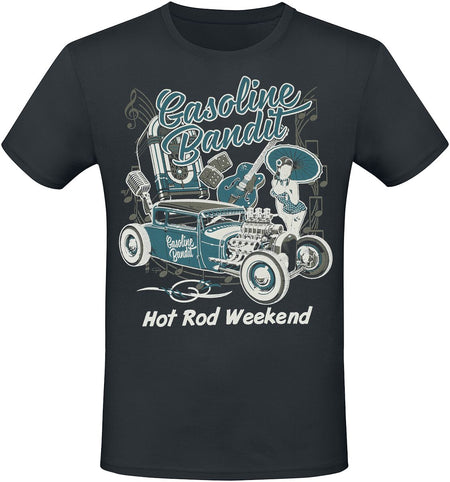 T-Shirt Manches courtes Rockabilly de Gasoline Bandit - Hot Rod Weekend - S à 4XL - pour Homme - noir - Gasoline Bandit
