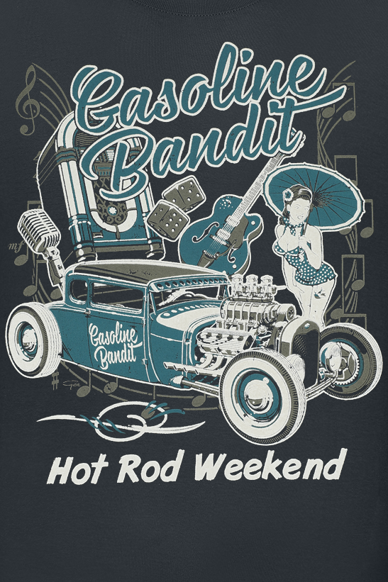 T-Shirt Manches courtes Rockabilly de Gasoline Bandit - Hot Rod Weekend - S à 4XL - pour Homme - noir - Gasoline Bandit - View 2