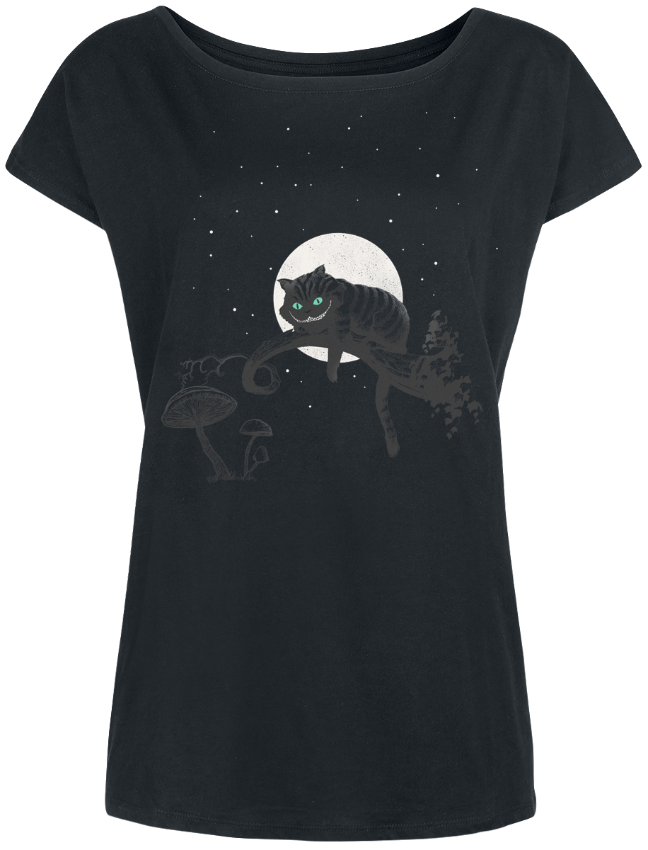 T-Shirt Manches courtes Disney de Alice Au Pays Des Merveilles - Chesire Cat Crazy Nights - S à XXL - pour Femme - noir - Alice Au Pays Des Merveilles - View 2