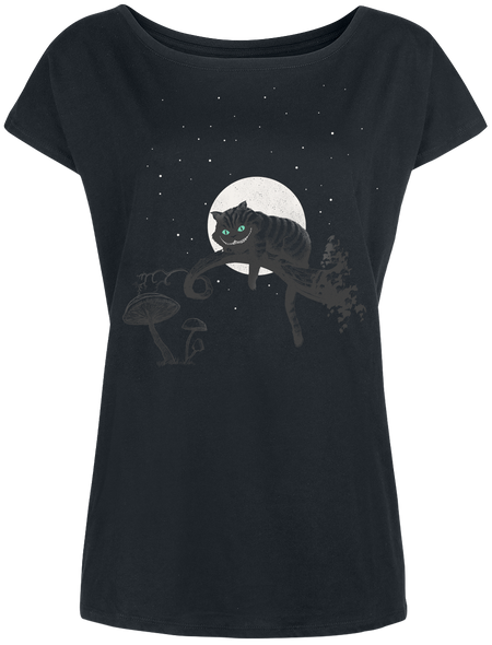 T-Shirt Manches courtes Disney de Alice Au Pays Des Merveilles - Chesire Cat Crazy Nights - S à XXL - pour Femme - noir - Alice Au Pays Des Merveilles - View 2