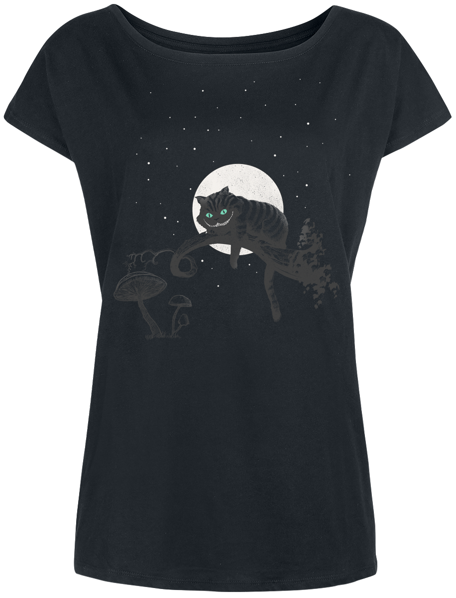 T-Shirt Manches courtes Disney de Alice Au Pays Des Merveilles - Chesire Cat Crazy Nights - S à XXL - pour Femme - noir - Alice Au Pays Des Merveilles - View 2