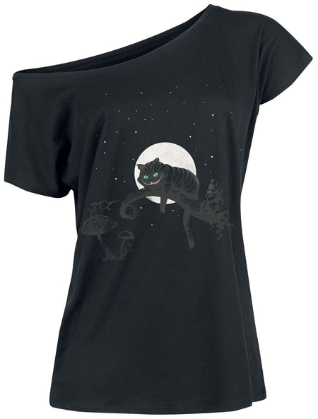 T-Shirt Manches courtes Disney de Alice Au Pays Des Merveilles - Chesire Cat Crazy Nights - S à XXL - pour Femme - noir - Alice Au Pays Des Merveilles