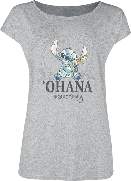 T-Shirt Manches courtes Disney de Lilo & Stitch - Ohana - Tropical - S à XXL - pour Femme - gris - Lilo & Stitch - View 2