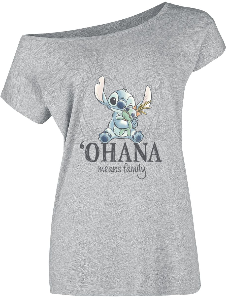 T-Shirt Manches courtes Disney de Lilo & Stitch - Ohana - Tropical - S à XXL - pour Femme - gris - Lilo & Stitch