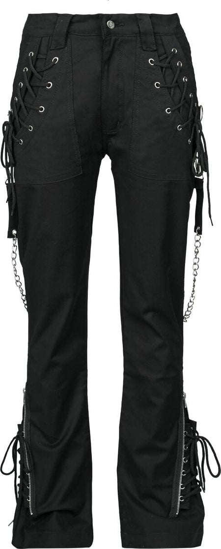 Pantalon en toile Gothic de Gothicana by EMP - Grace - Pantalon avec crânes & laçages - W27L32 à W30L30 - pour Femme - noir - Gothicana by EMP