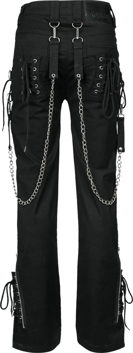 Pantalon en toile Gothic de Gothicana by EMP - Grace - Pantalon avec crânes & laçages - W27L32 à W30L30 - pour Femme - noir - Gothicana by EMP - View 2
