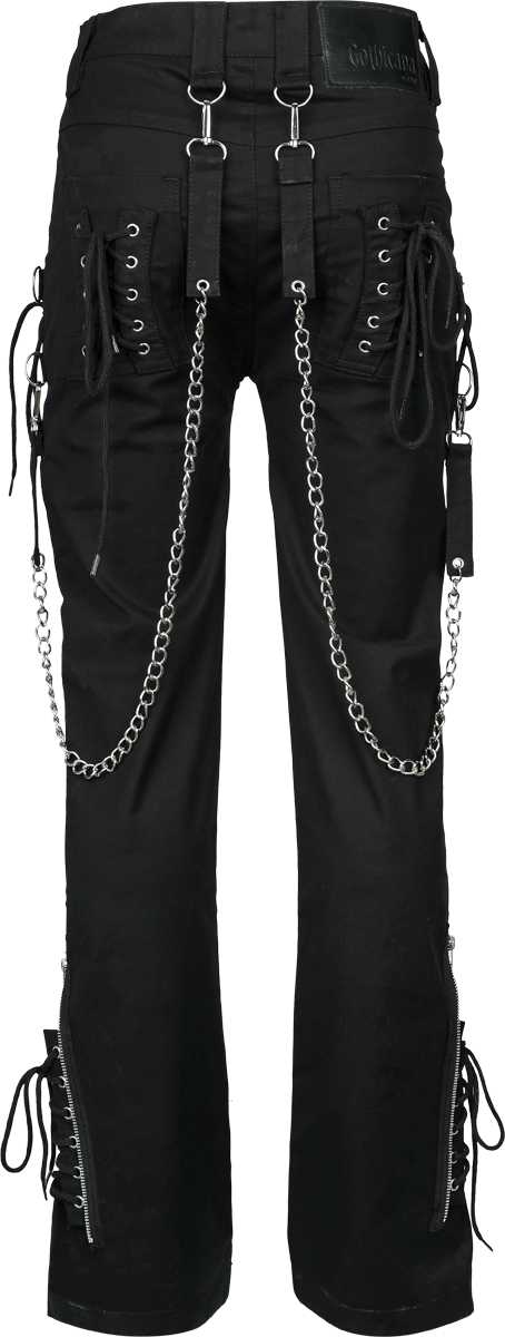 Pantalon en toile Gothic de Gothicana by EMP - Grace - Pantalon avec crânes & laçages - W27L32 à W30L30 - pour Femme - noir - Gothicana by EMP - View 2