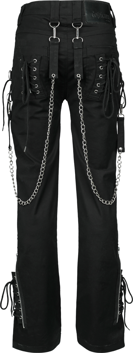 Pantalon en toile Gothic de Gothicana by EMP - Grace - Pantalon avec crânes & laçages - W27L32 à W30L30 - pour Femme - noir - Gothicana by EMP - View 2