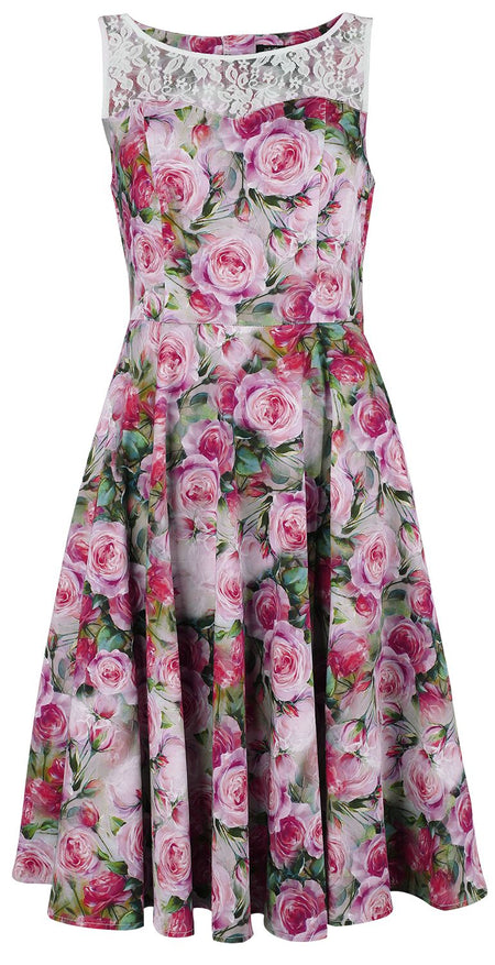 Robe mi-longue Rockabilly de H&R London - Lola Floral Swing Dress - XS à M - pour Femme - multicolore - H&R London