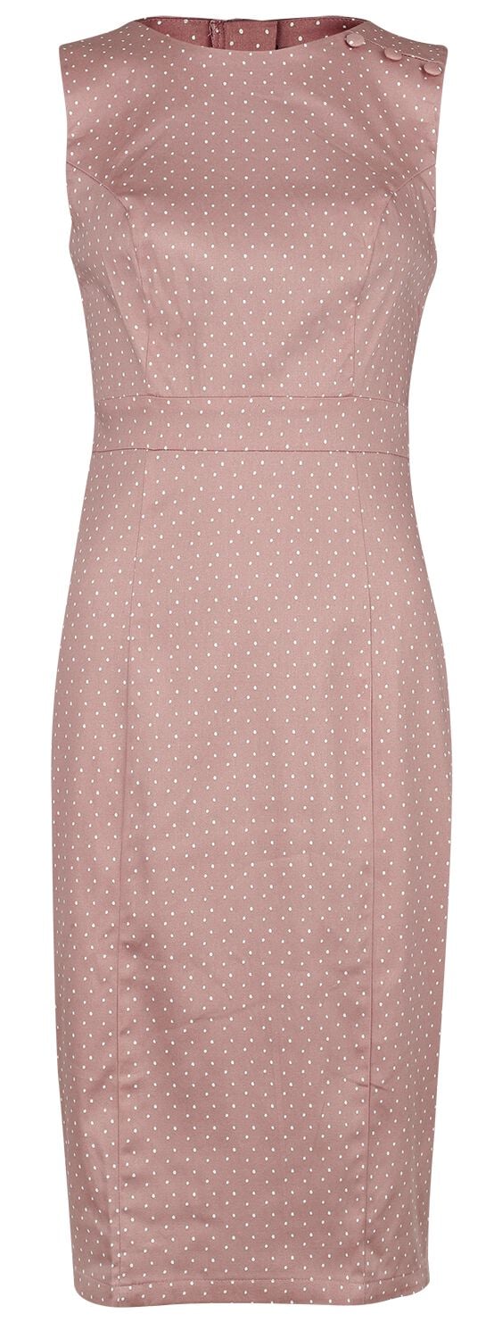 Robe mi-longue Rockabilly de H&R London - Elodie Polka Dot Wiggle Dress - XS à M - pour Femme - rose/blanc - H&R London