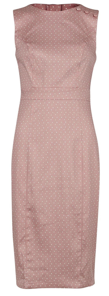 Robe mi-longue Rockabilly de H&R London - Elodie Polka Dot Wiggle Dress - XS à M - pour Femme - rose/blanc - H&R London
