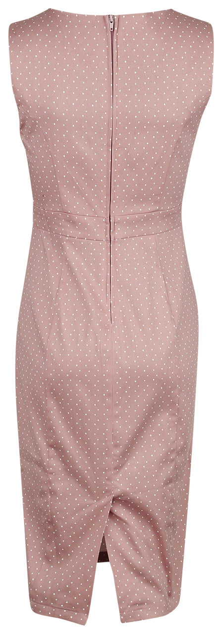 Robe mi-longue Rockabilly de H&R London - Elodie Polka Dot Wiggle Dress - XS à M - pour Femme - rose/blanc - H&R London - View 2