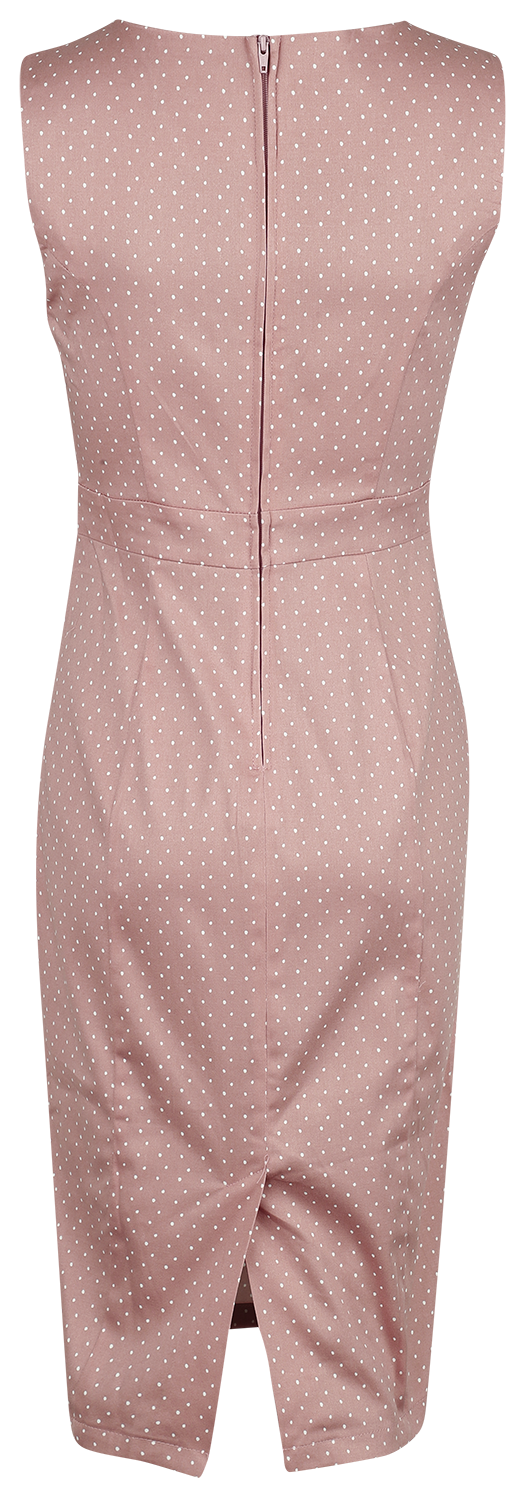 Robe mi-longue Rockabilly de H&R London - Elodie Polka Dot Wiggle Dress - XS à M - pour Femme - rose/blanc - H&R London - View 2